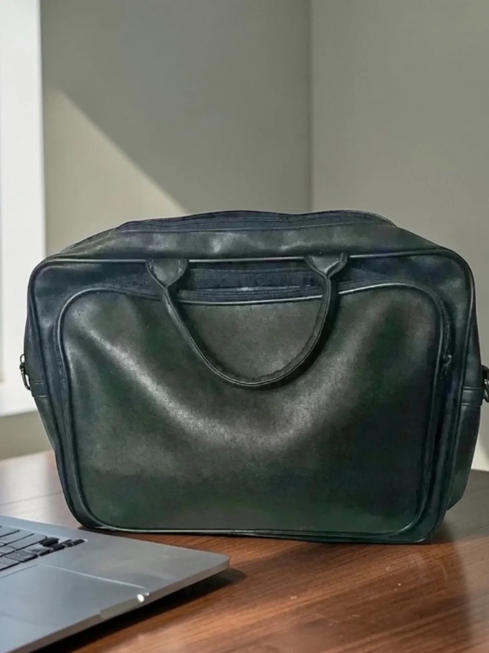 Travelwell Black Faux Leather Briefcase Laptop Bag Work Travel Bag